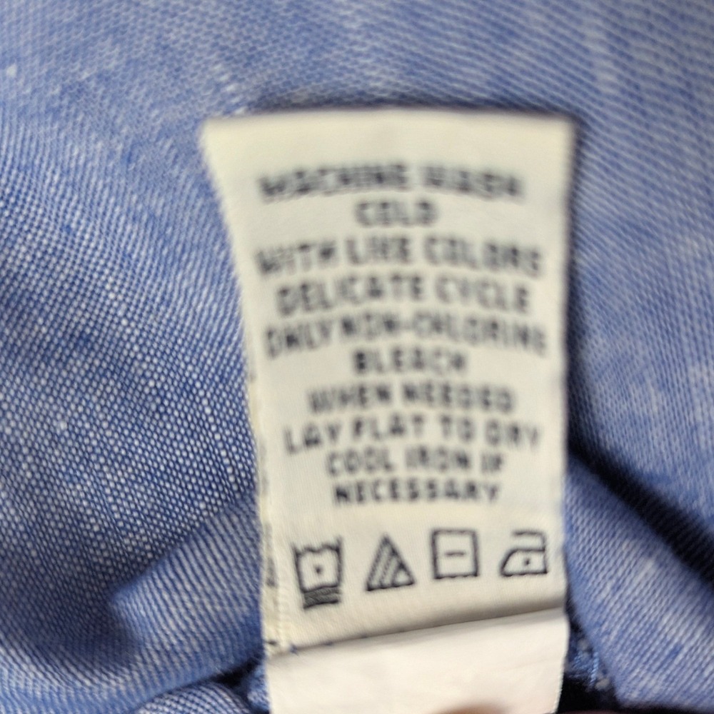 Max Studio Womens Blue Linen Blend Split Neck Button Blouse Size S - Picture 11 of 13